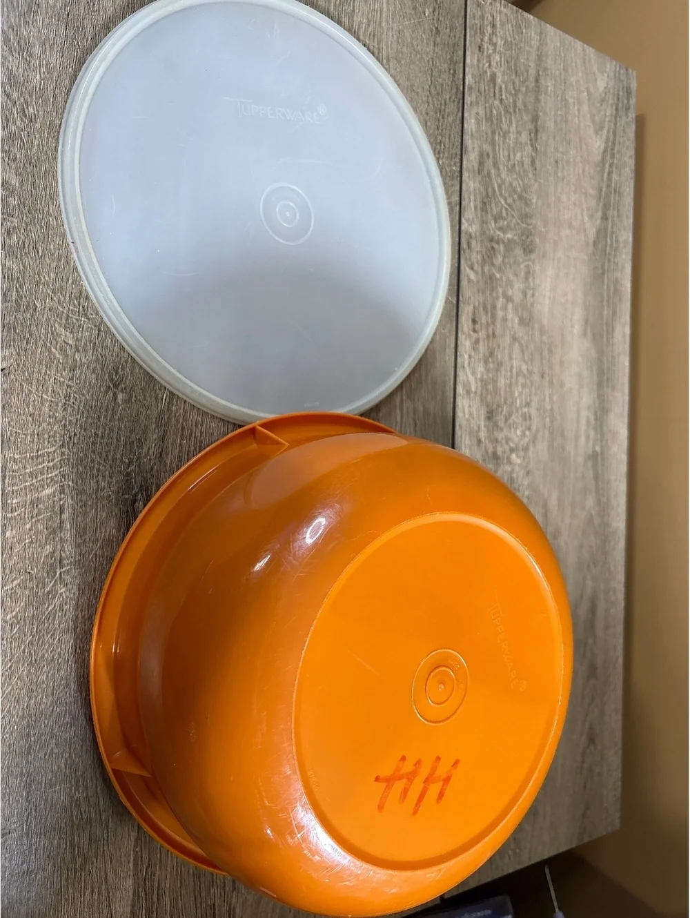 Vintage Orange Tupperware Mixing Bowl with Lid